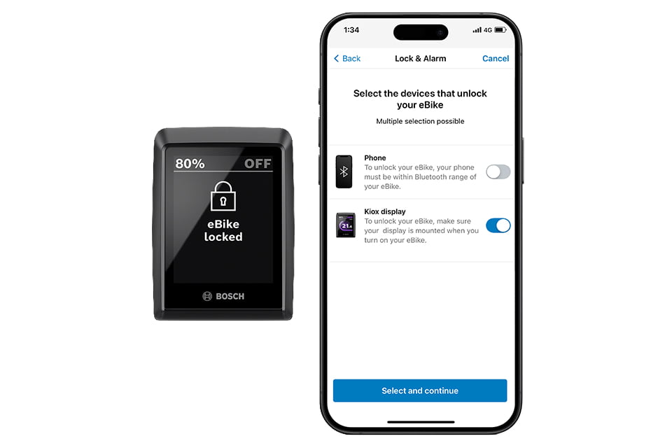 electronic ebike lock connected to Kiox 300 Display