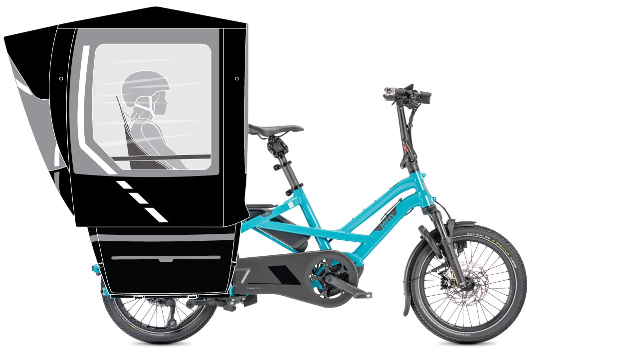 Tern GSD passenger setup for rainy-day protection